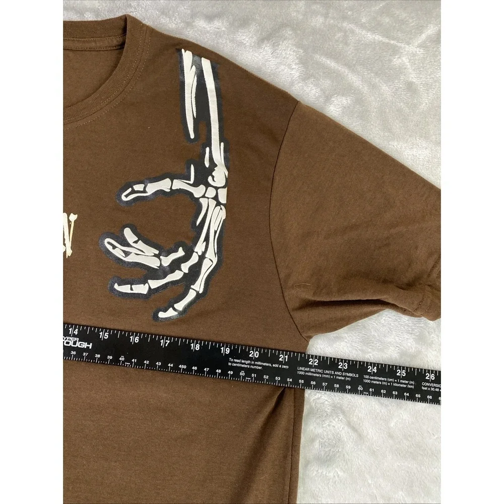 RGSTR‎ T-Shirt Men Large Brown Unwritten End Skeleton Graphic Streetwear Tee